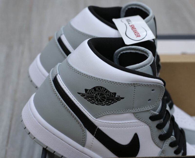 toebox lỗ thoát khí mũi giày air jordan 1 mid light smokey grey rep 1:1