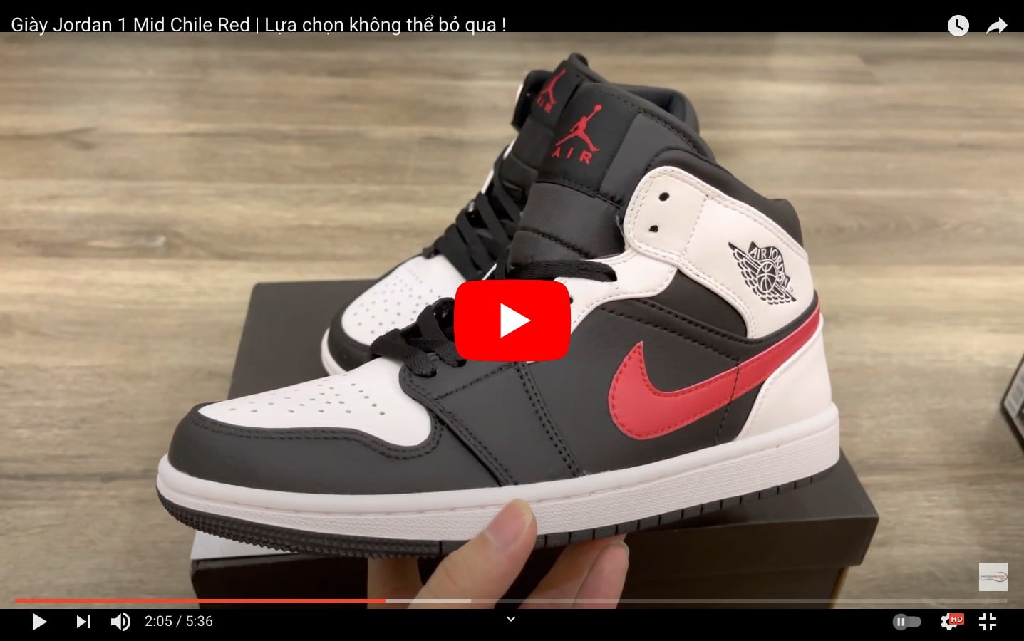 Video jordan 1 mid chile red white