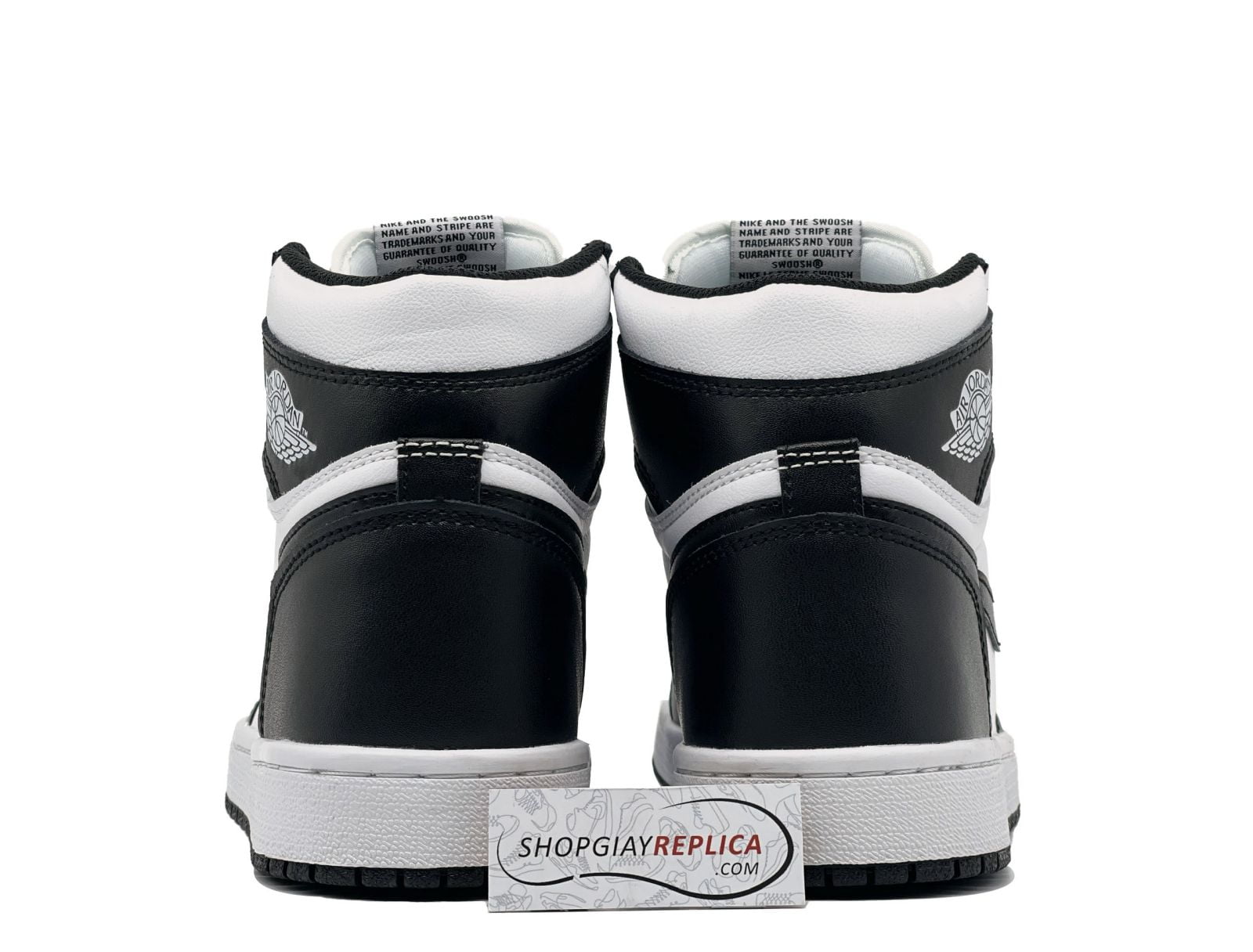 gót giày jordan 1 high black white