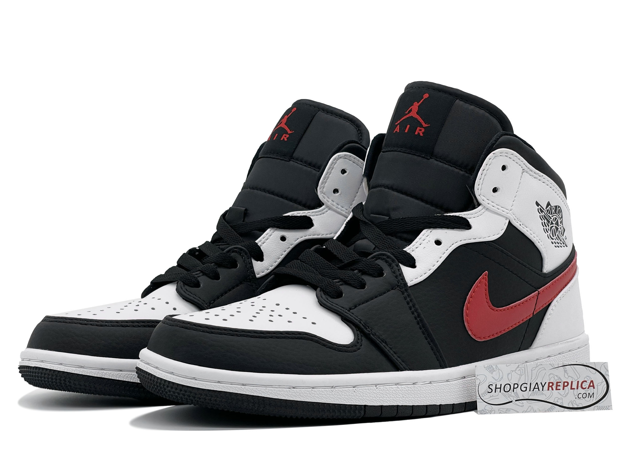 Nike Air Jordan 1 Mid Black Chile Red White rep