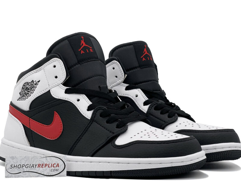 Nike Air Jordan 1 Mid Black Chile Red White 11