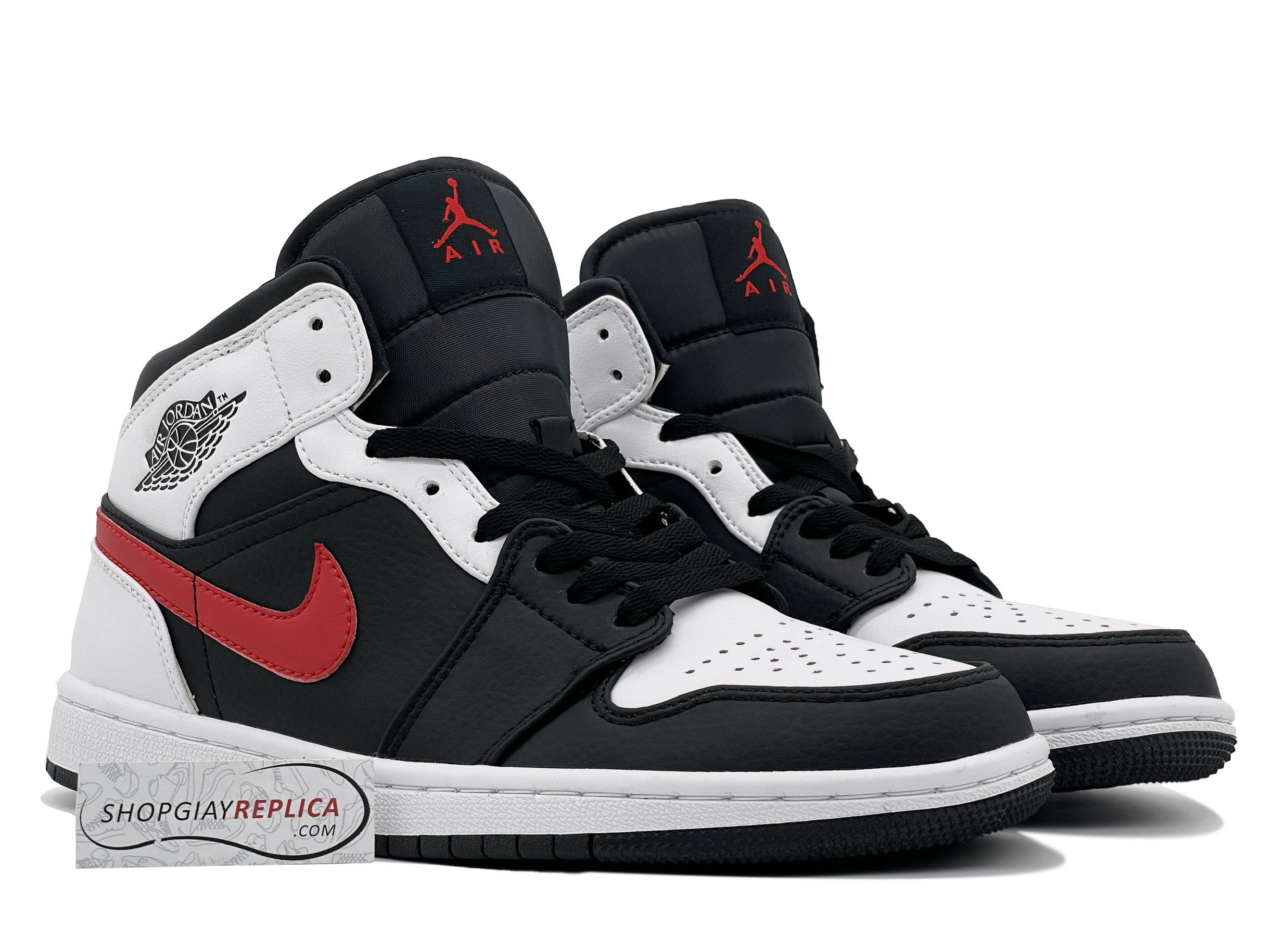 Nike Air Jordan 1 Mid Black Chile Red White 11