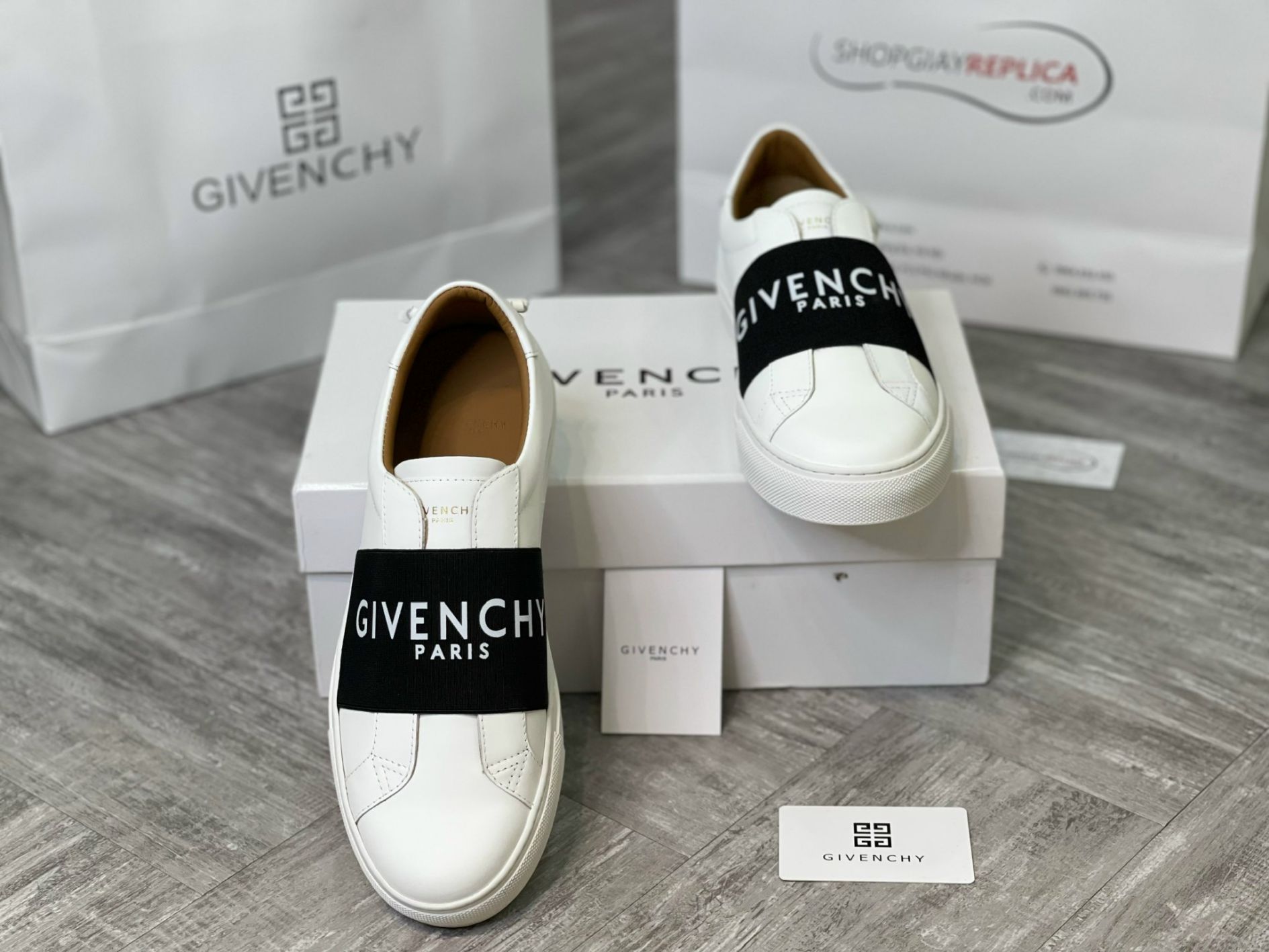 giày givenchy paris strap trắng đen