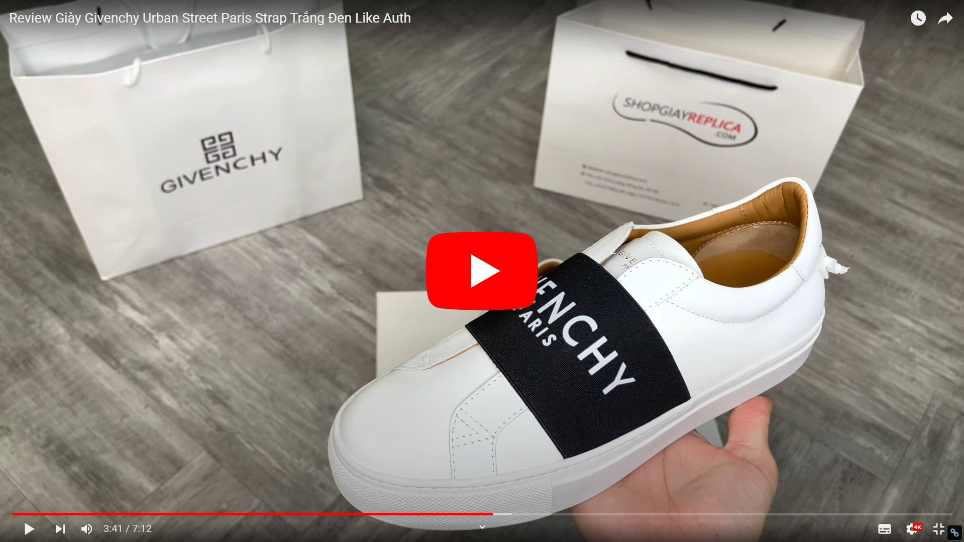 Review Giày Givenchy Urban Street Paris Strap Trắng Đen Like Auth