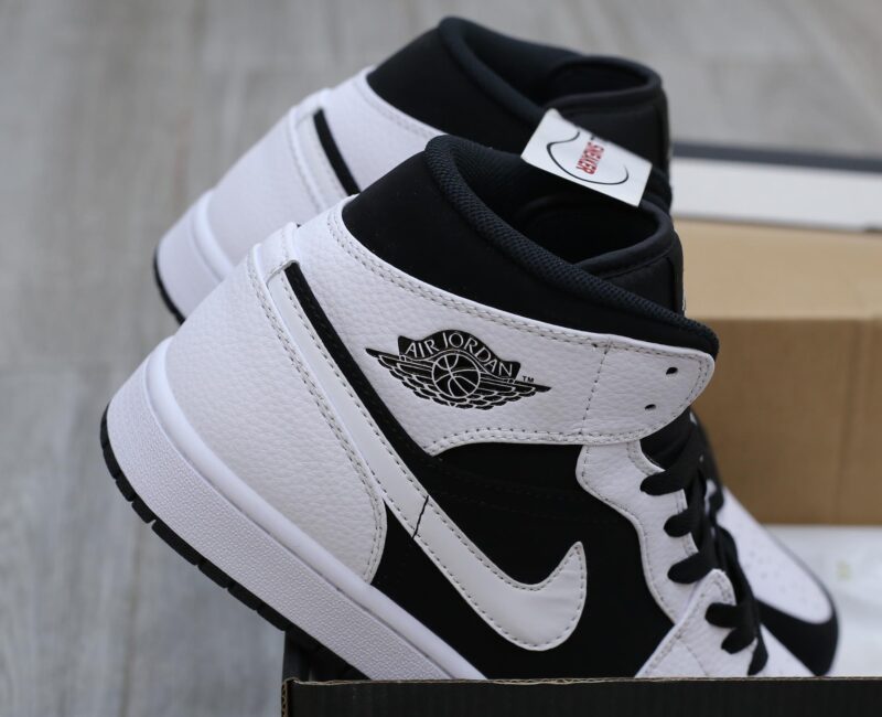gót giày air jordan 1 mid tuxedo black white