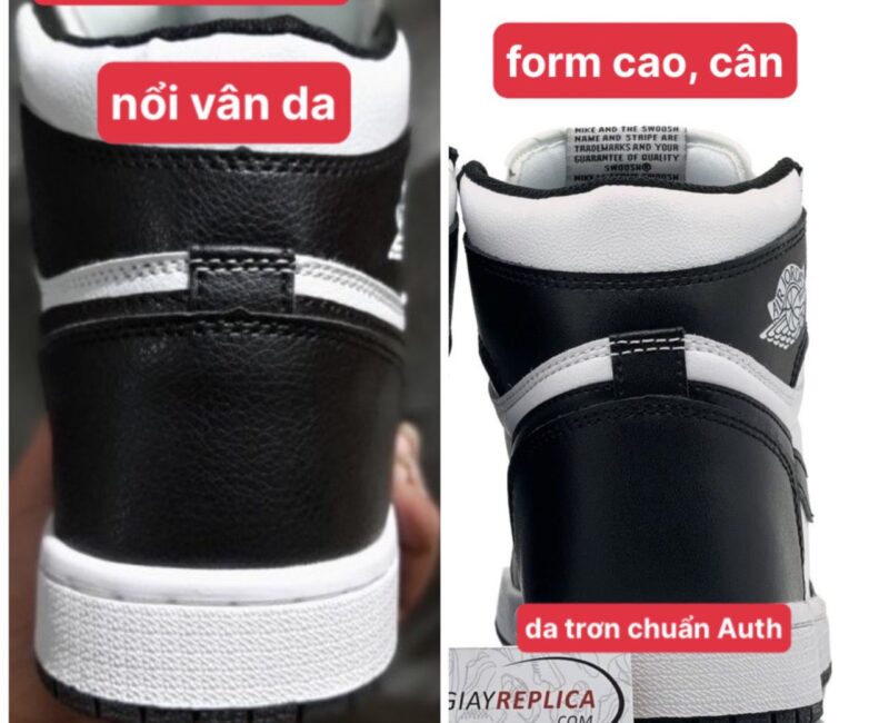 so sánh air jordan 1 black white rep 1:1