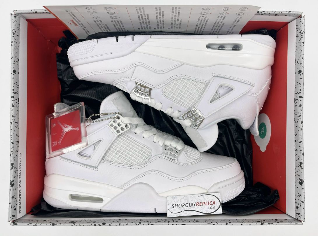 Giày Nike Air Jordan 4 Retro Pure Money (full trắng) Like Auth