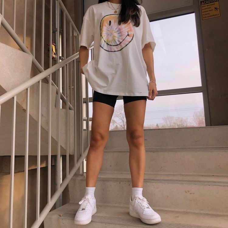 mix đồ quần short biker air force 1 white