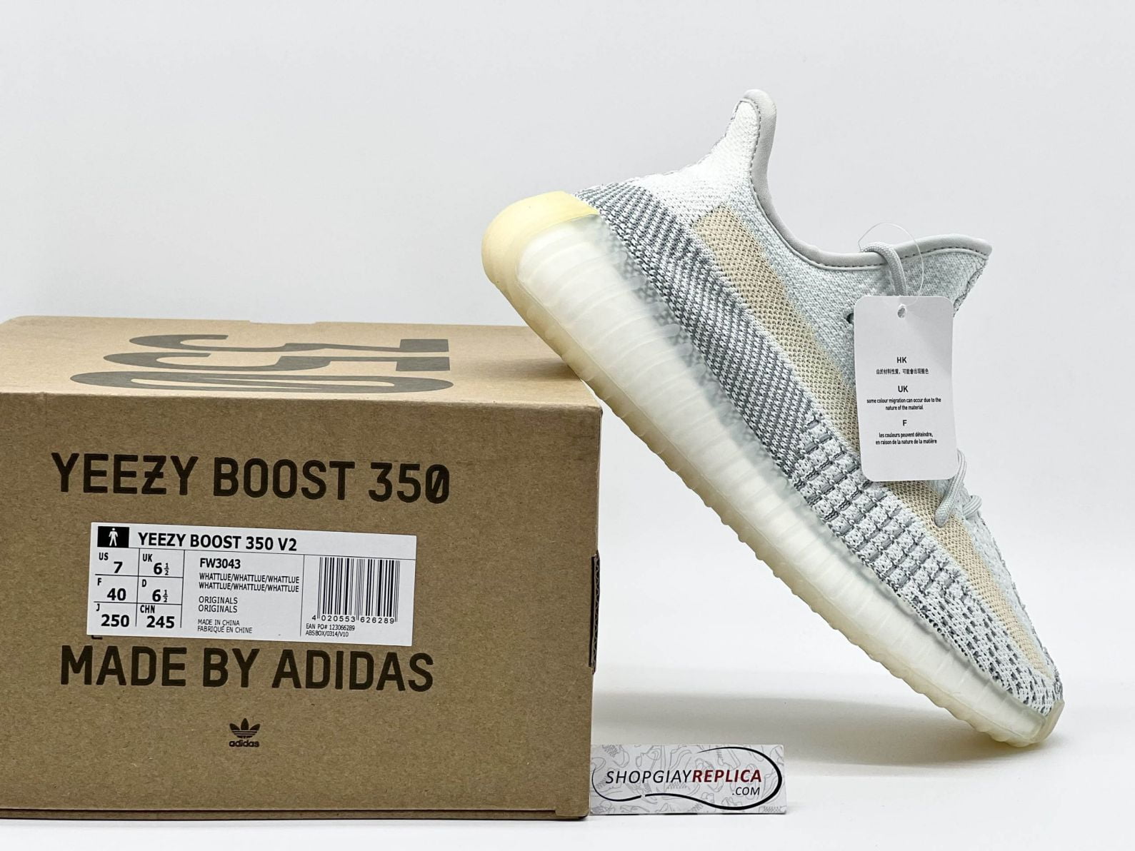 box hộp giày yeezy 350v2 cloud white rep 1:1