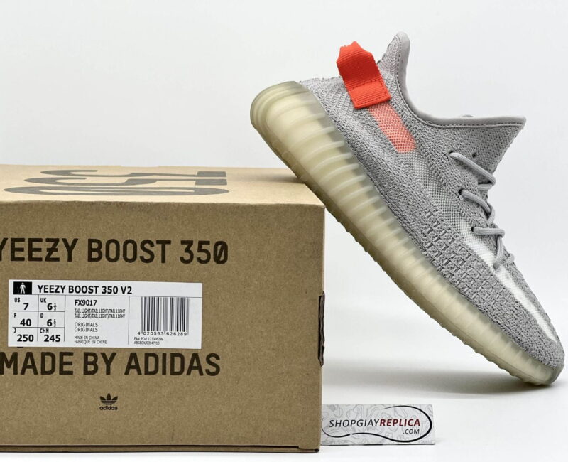 hộp box và giày adidas yeezy 350 v2 tail light rep 1:1
