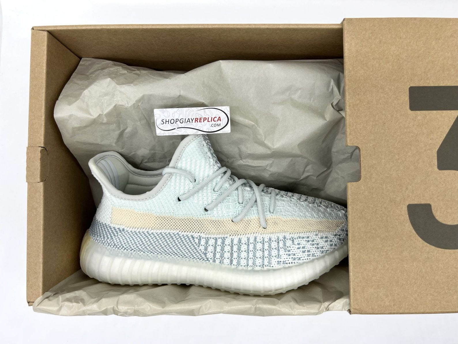 box hộp giày yeezy 350v2 cloud white rep 1:1