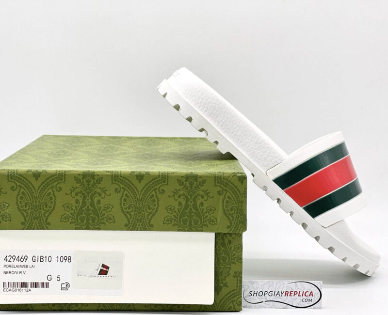 Dép Gucci Web Slide Sandal White Like Auth