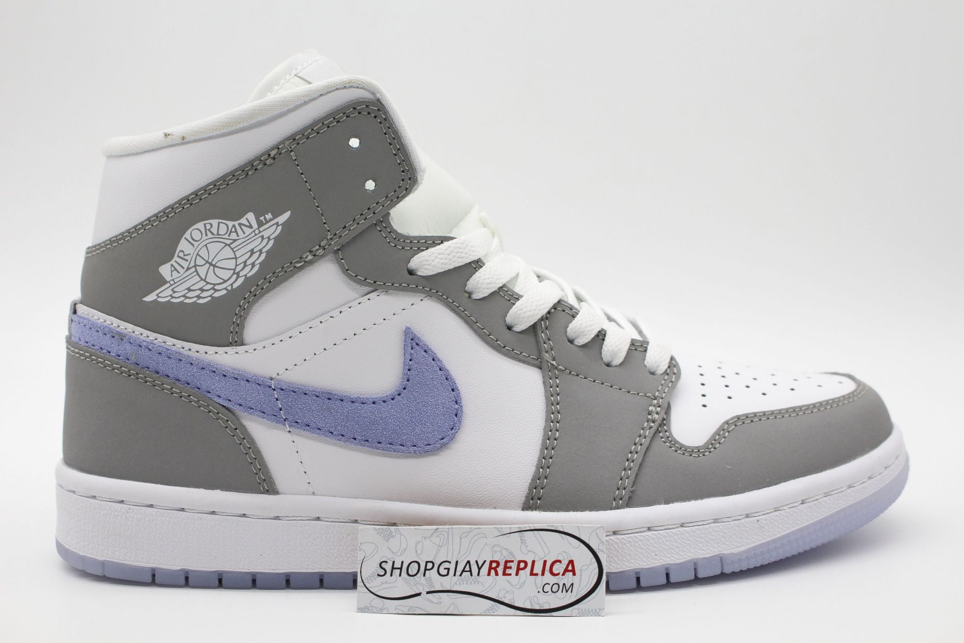Giày Nike Air Jordan 1 Mid Wolf Grey Aluminum rep 1:1