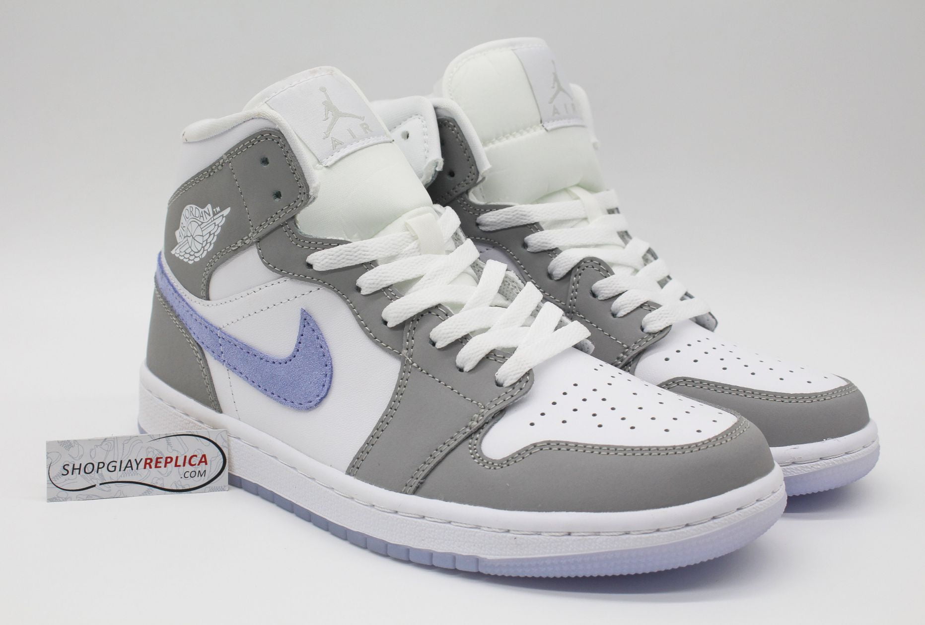 Giày Nike Air Jordan 1 Mid Wolf Grey Aluminum rep 1:1