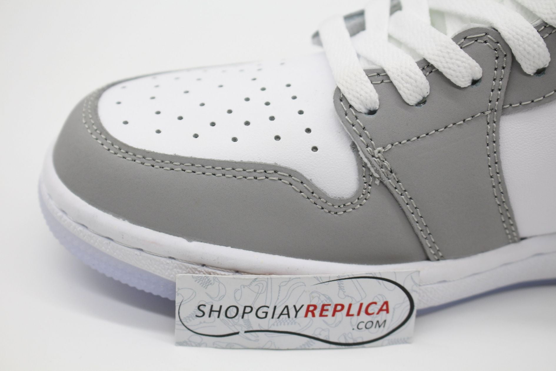 Giày Nike Air Jordan 1 Mid Wolf Grey Aluminum rep 1:1