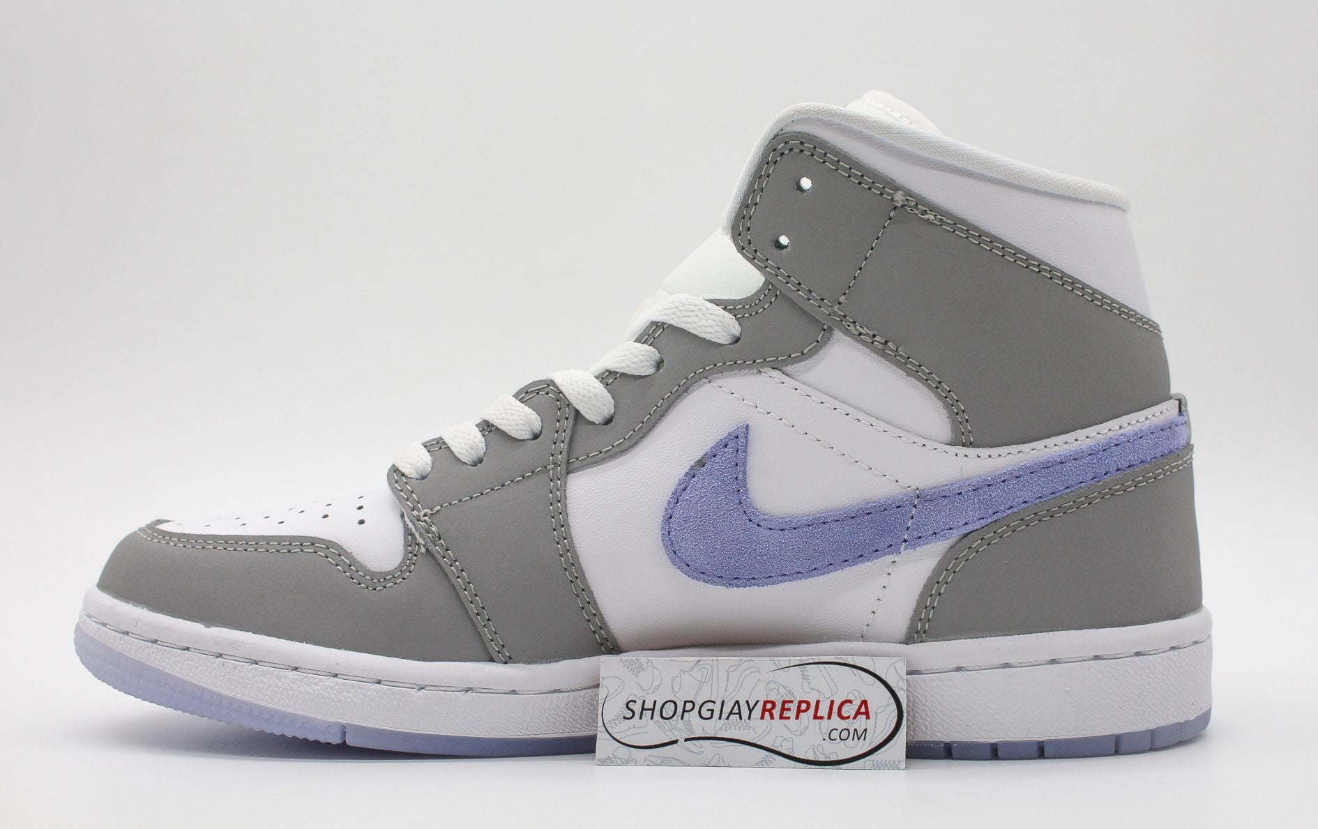 Giày Nike Air Jordan 1 Mid Wolf Grey Aluminum rep 1:1
