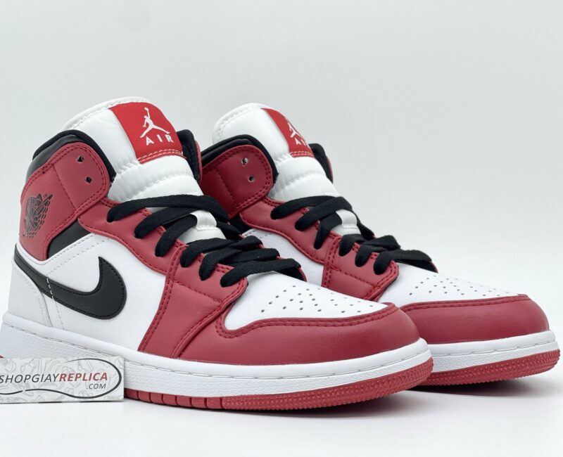Giày Nike Air Jordan 1 Mid Chicago 'White Toe' rep 1:1