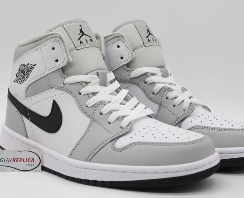 Giày Nike Air Jordan 1 Mid Light Smoke Grey V2 rep 1:1