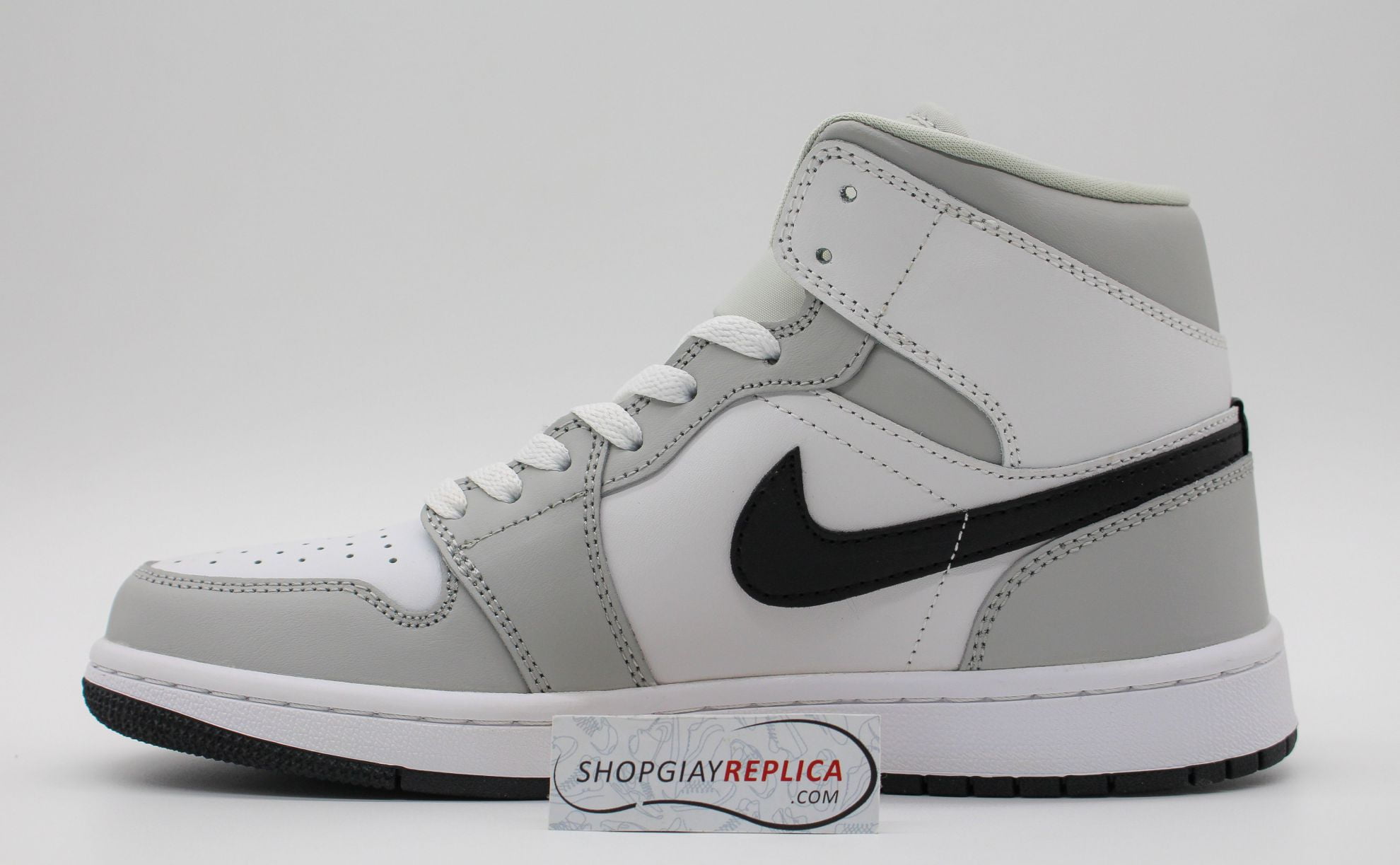 Giày Nike Air Jordan 1 Mid Light Smoke Grey V2 rep 1:1