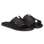 dép hermes nam full đen da trơn siêu cấp