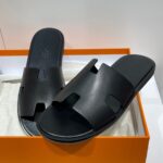 Dép Hermes Nam Full Đen Da Trơn Siêu Cấp