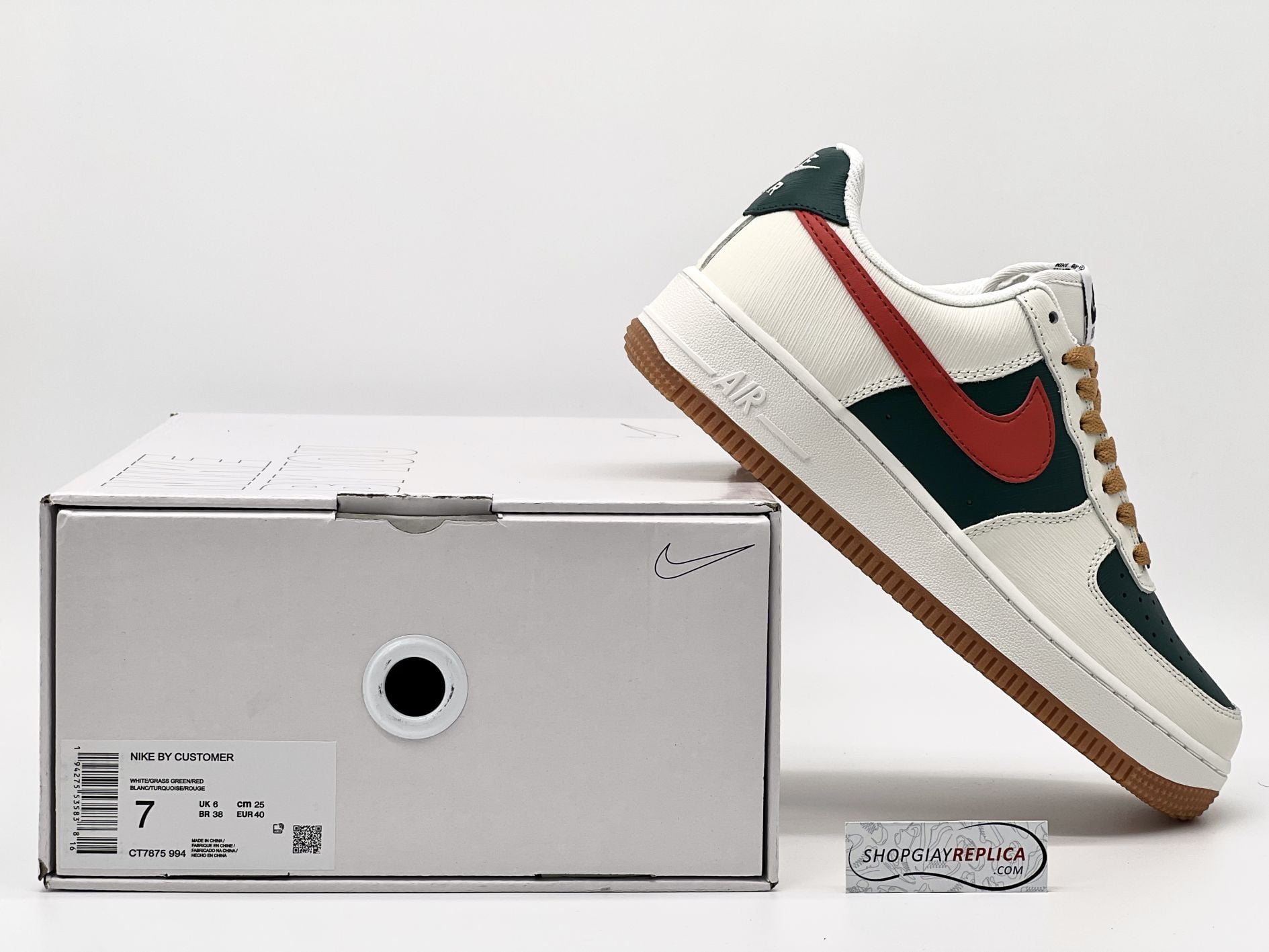 Giày Nike Air Force 1 Low ID Gucci Cream Green Red Like Auth