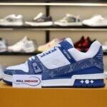 Giày Louis Vuitton LV Trainer Monogram Denim White Blue Like Auth