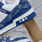 Giày Louis Vuitton LV Trainer Monogram Denim White Blue Like Auth