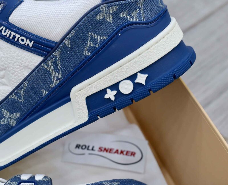 Giày Louis Vuitton LV Trainer Monogram Denim White Blue Like Auth