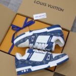 Giày Louis Vuitton LV Trainer Monogram Denim White Blue Like Auth