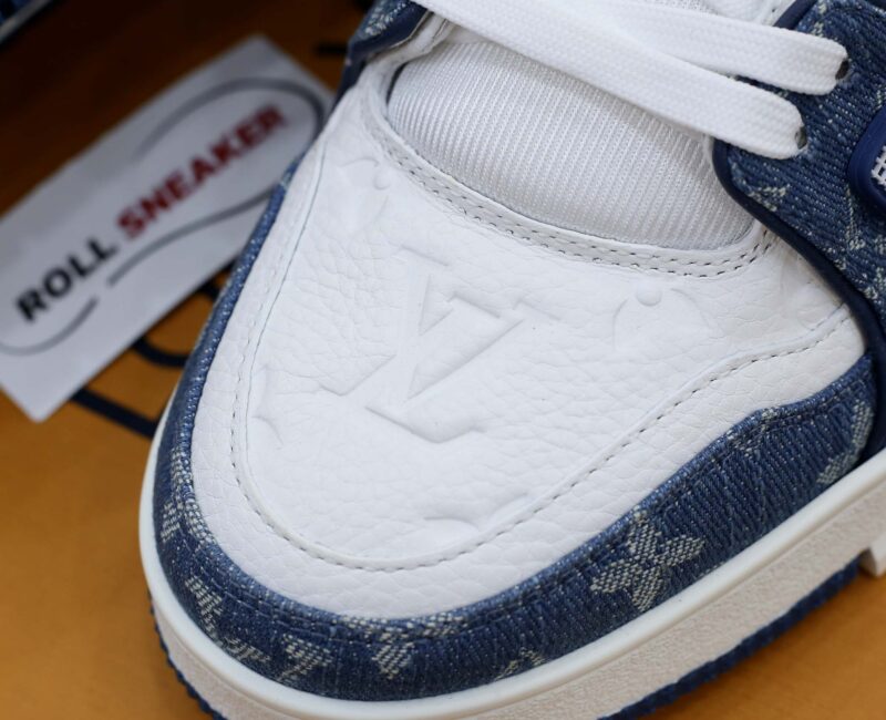 Giày Louis Vuitton LV Trainer Monogram Denim White Blue Like Auth