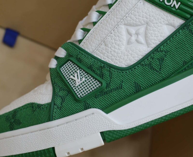 Giày Louis Vuitton LV Trainer Green Monogram Denim Like Auth