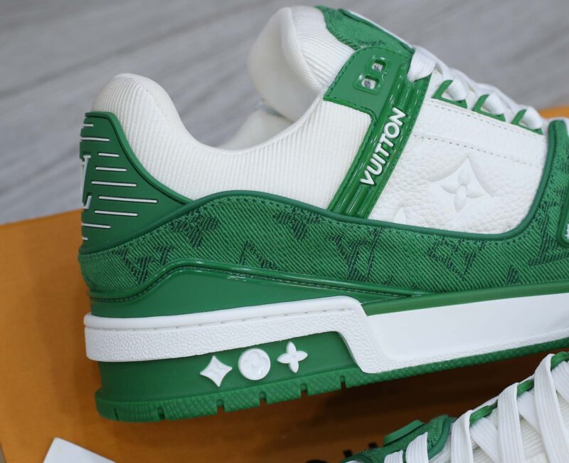 Giày Louis Vuitton LV Trainer Xanh Green Monogram Denim Like Auth
