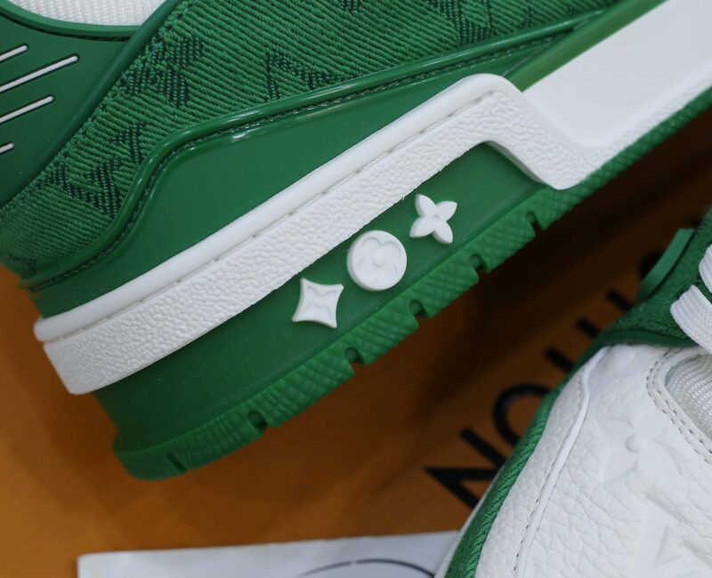 Giày Louis Vuitton LV Trainer Xanh Green Monogram Denim Like Auth