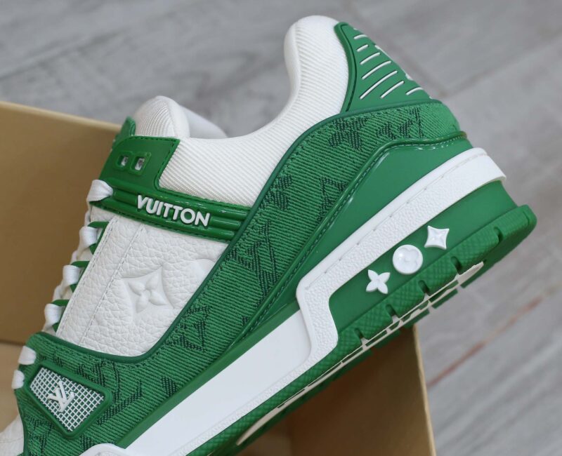 Giày Louis Vuitton LV Trainer Xanh Green Monogram Denim Like Auth
