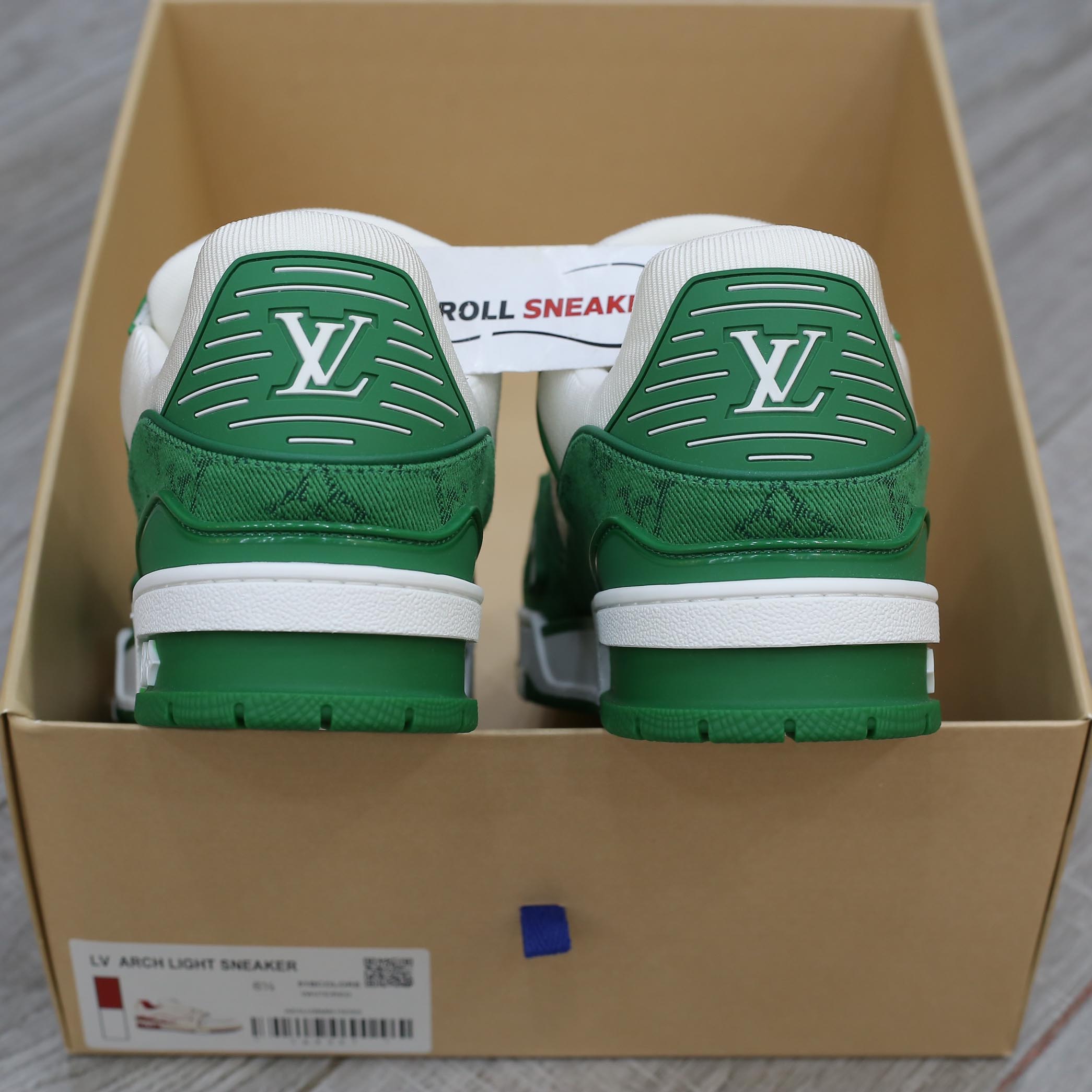 Giày Louis Vuitton LV Trainer Xanh Green Monogram Denim Like Auth