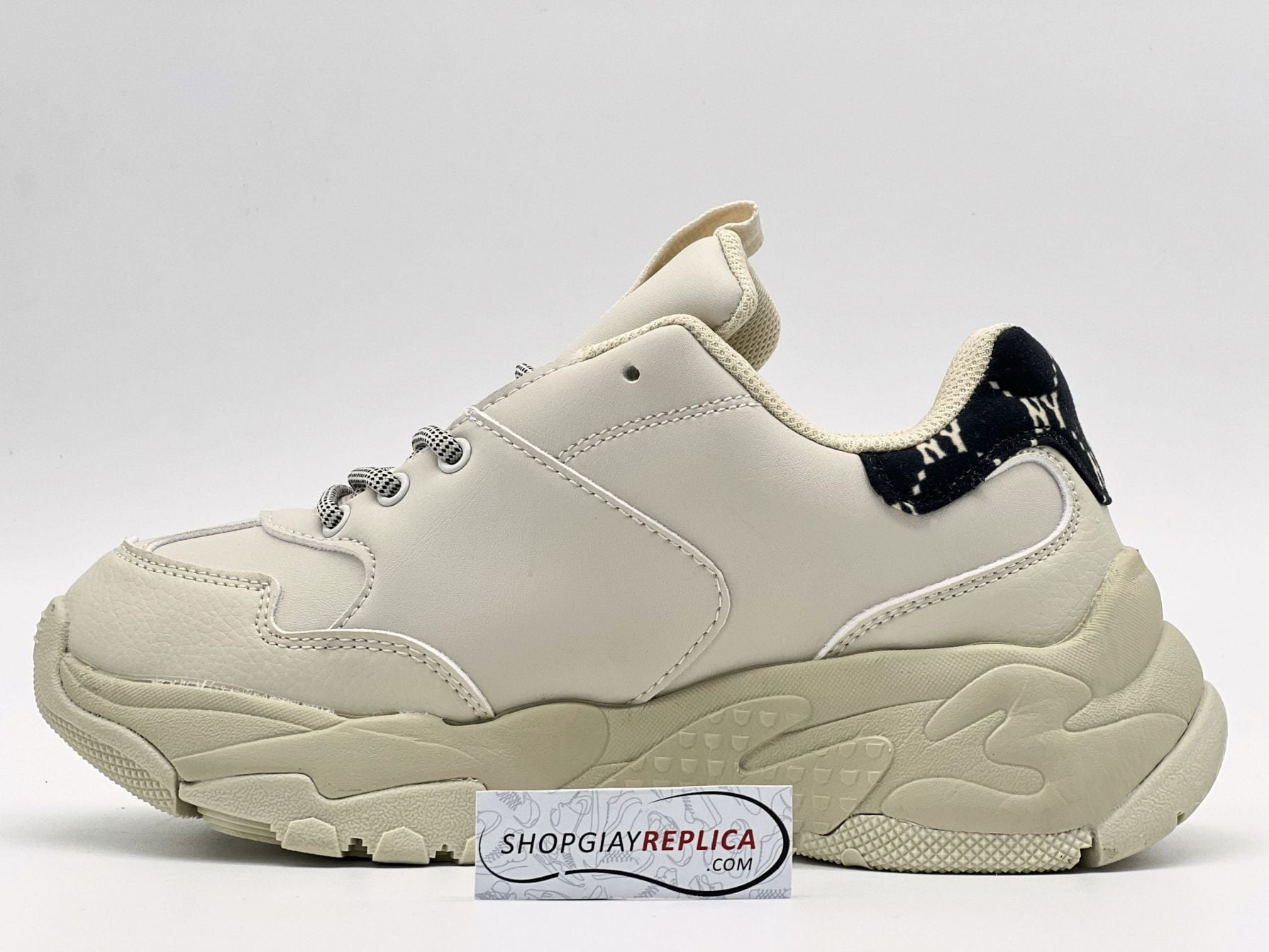 Giày MLB Mono Heel New York Yankees Black Đen rep 1:1