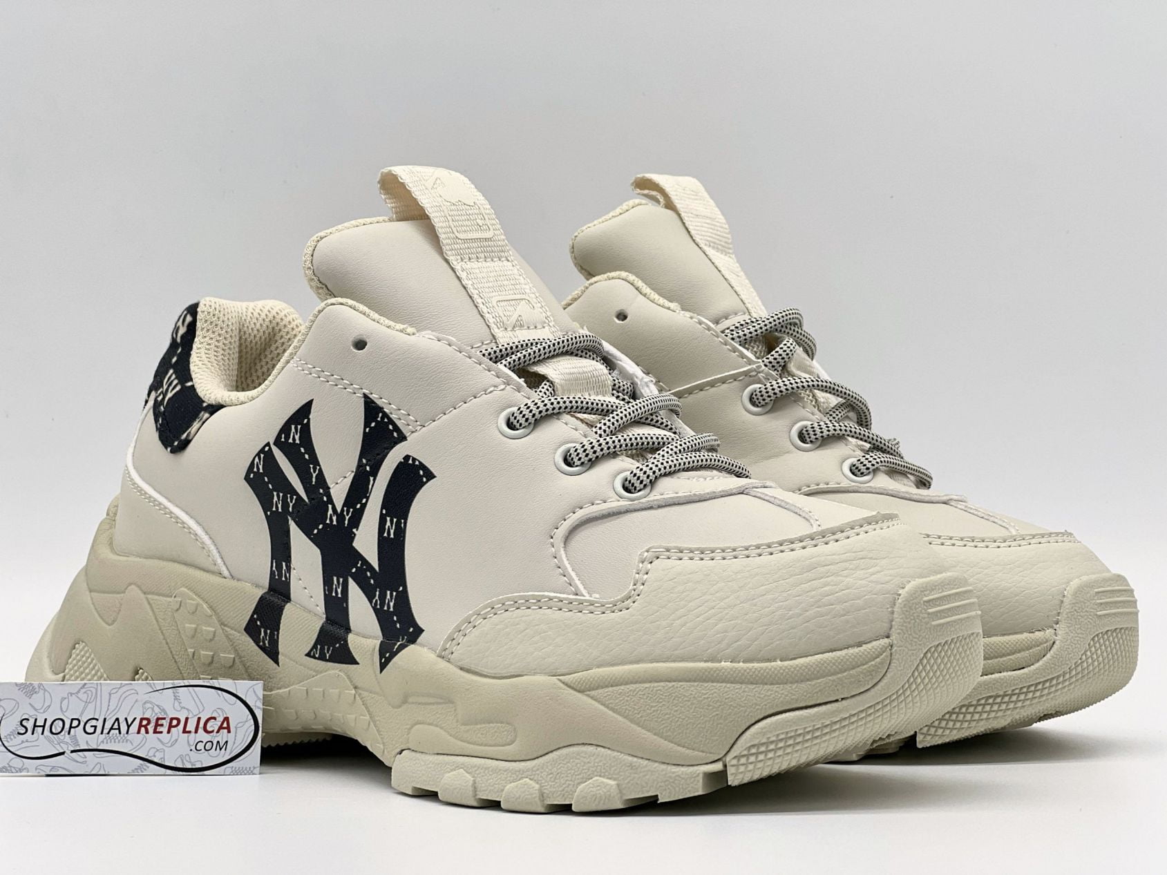 Giày MLB Mono Heel New York Yankees Black Đen rep 1:1