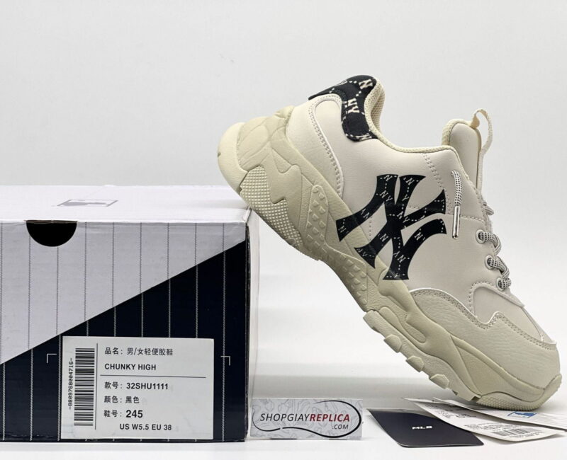 Giày MLB BigBall Chunky Mono Heel New York Yankees Black đen rep 1:1