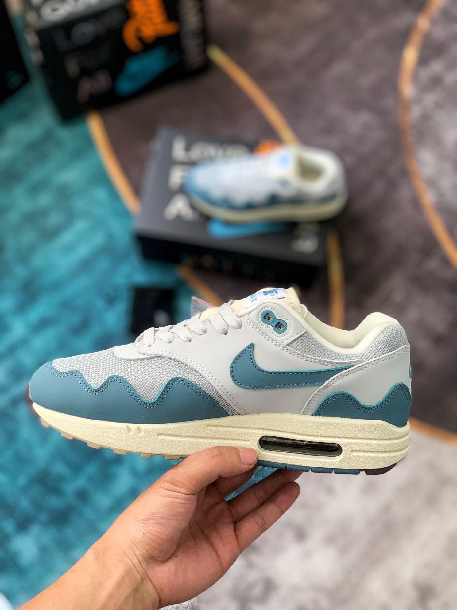Giày Nike Air Max 1 x Patta ‘Aqua Noise’ rep 1:1 Like Auth