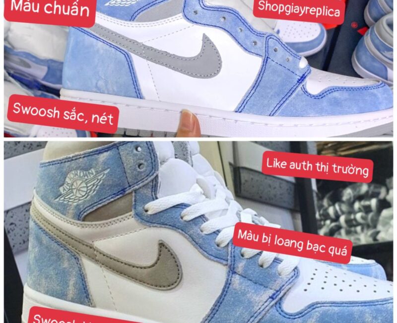 phân biệt swoosh giày nike air jordan 1 high hyper royal like auth chuẩn