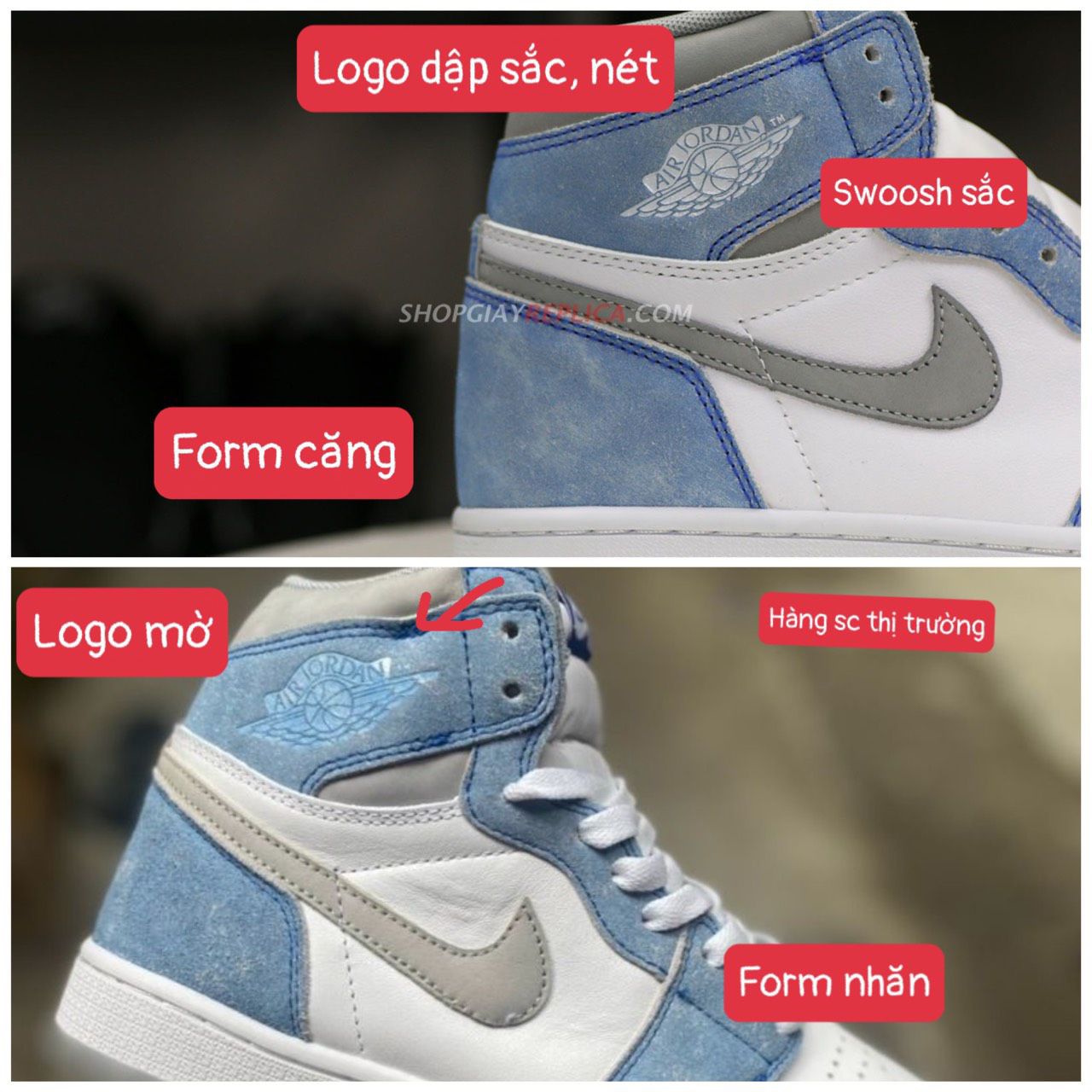 check logo airwings giày nike air jordan 1 high hyper royal like auth chuẩn