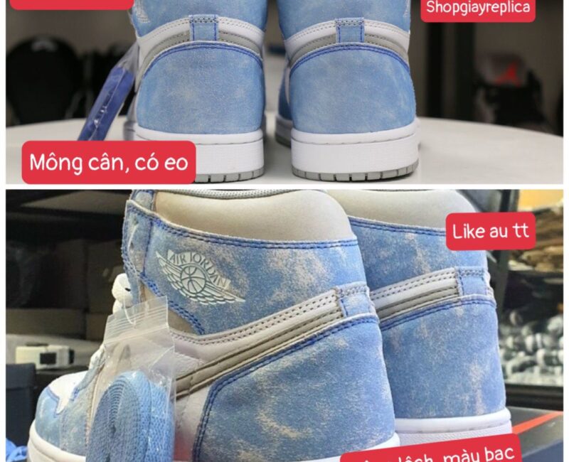 so sánh mông cân giày air jordan 1 high hyper royal like auth chuẩn