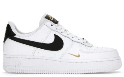 Nike Air Force 1 Low 07 Essential White Black Gold Like Auth