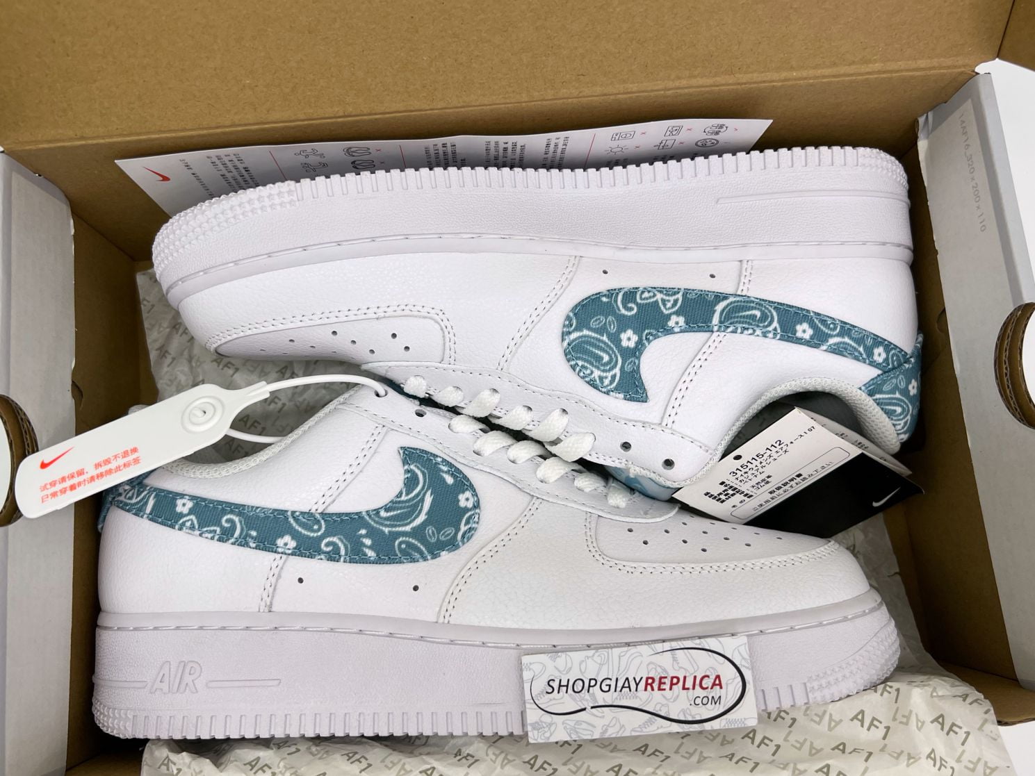 Giày Nike Air Force 1 ’07 Essentials ‘Blue Paisley’ rep 1:1