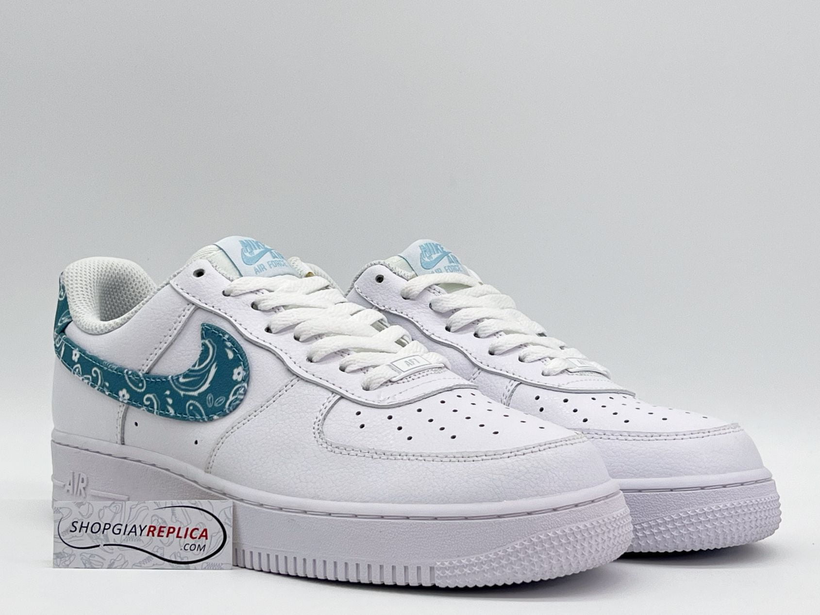 Giày Air Force 1 ’07 Essentials ‘Blue Paisley’ xanh rep 1:1