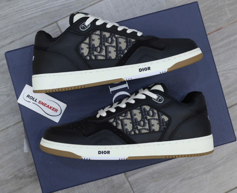 Giày Dior B27 Low Black họa tiết vải Dior Oblique Jacquard Like Auth