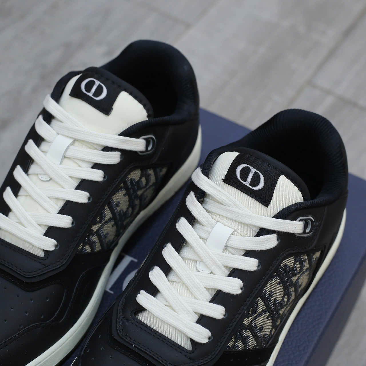 Giày Dior B27 Low Black họa tiết vải Dior Oblique Jacquard Like Auth