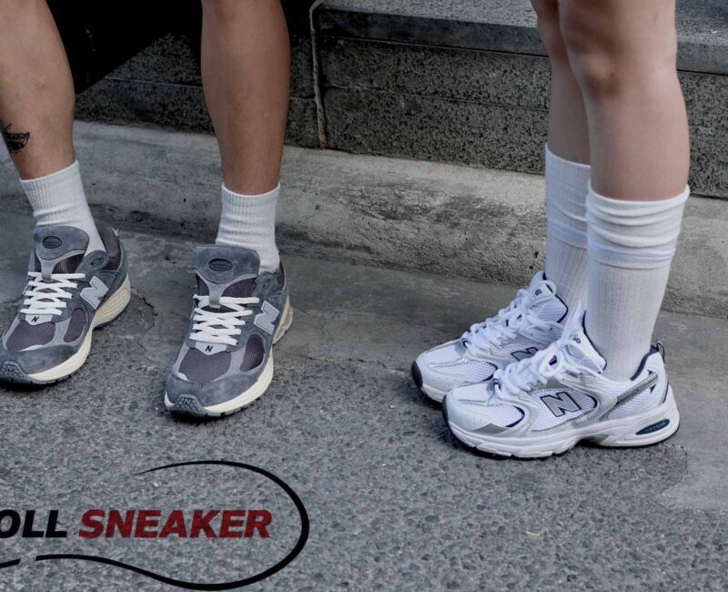 Giày New Balance 530 Trainers Running White Navy On Feet