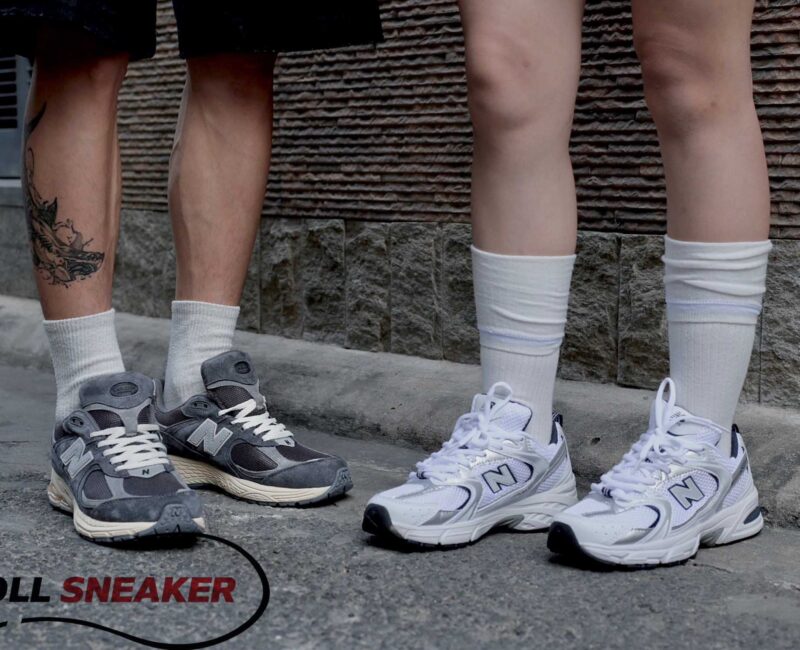 Giày New Balance 530 Trainers Running White Navy On Feet